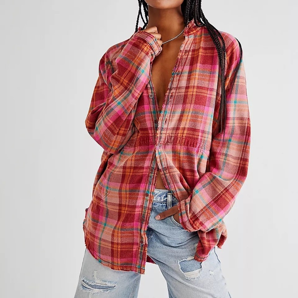 Free People Daydream Plaid Small Shirt
